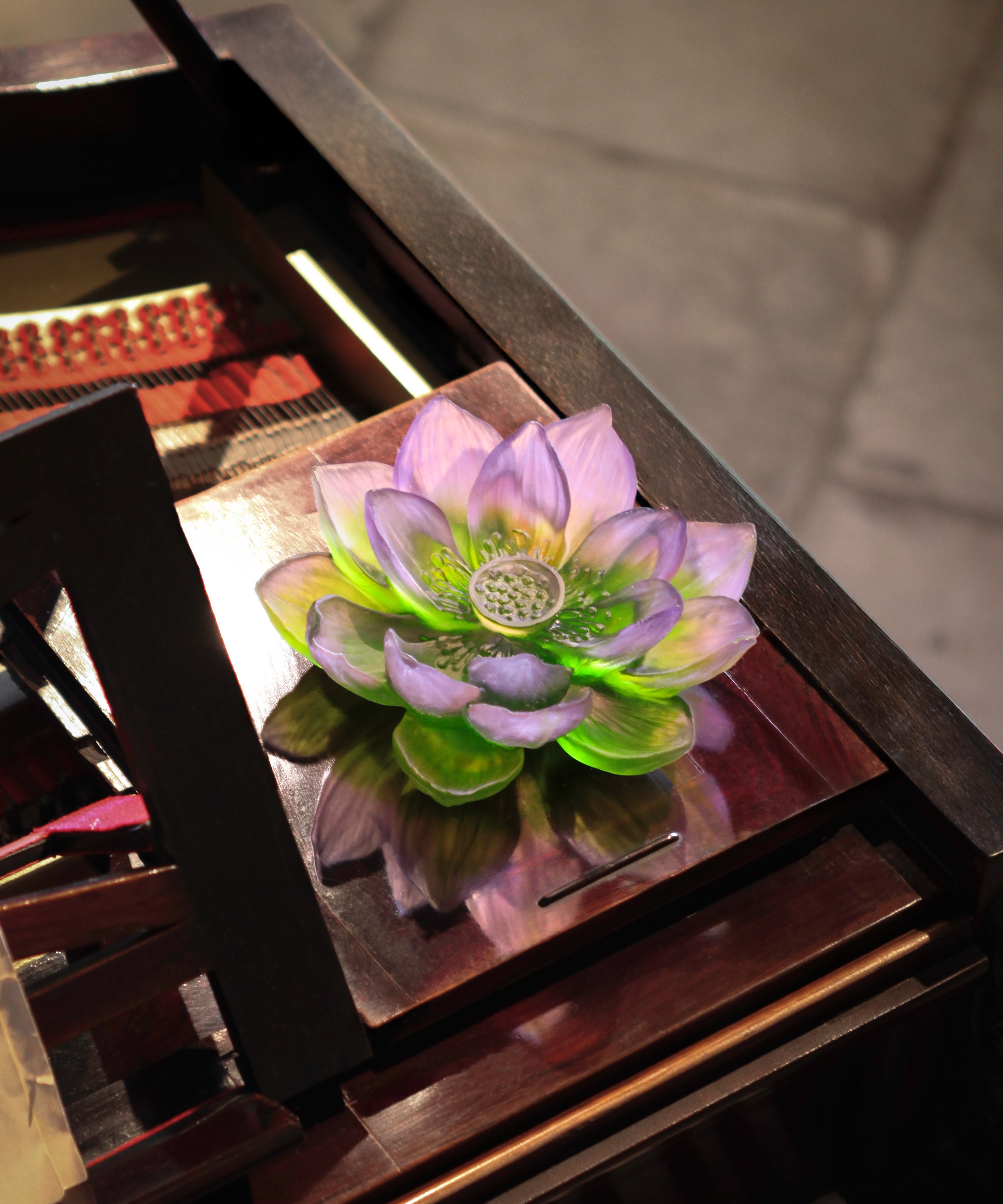 Jardin de Lotus Fleur décorative Violet-vert - Daum