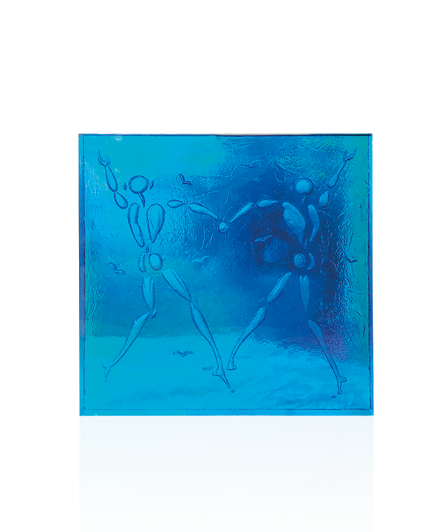 Vase Daum Love Dance Bleue de Jérôme Mesnager, verre art déco avec motif bleu et design unique.