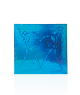 Vase Daum Love Dance Bleue de Jérôme Mesnager, verre art déco avec motif bleu et design unique.