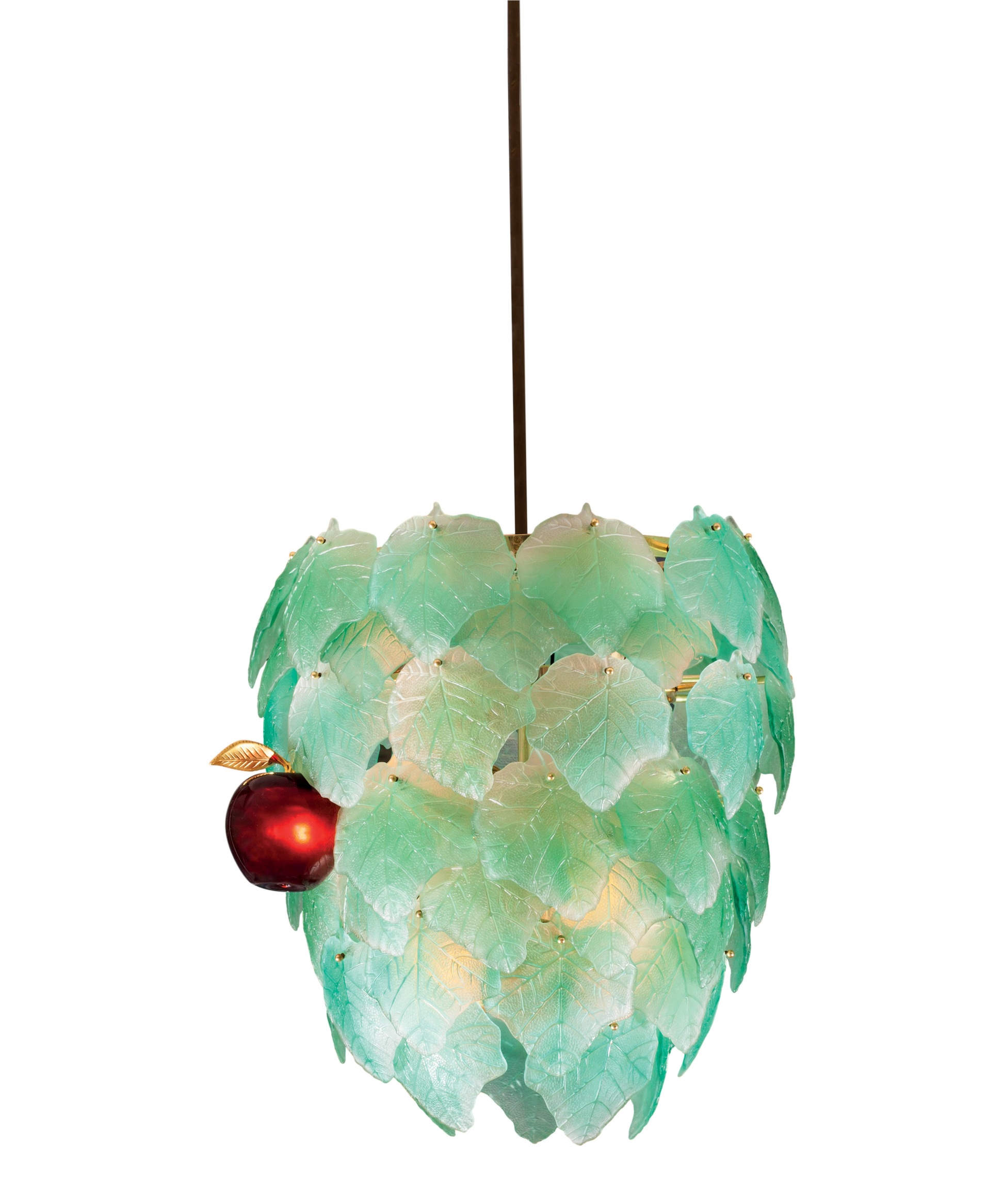 Lustre Eden vert de Martyn Lawrence Bullard en verre Daum, 50 pièces, décoration élégante et moderne pour intérieur.
