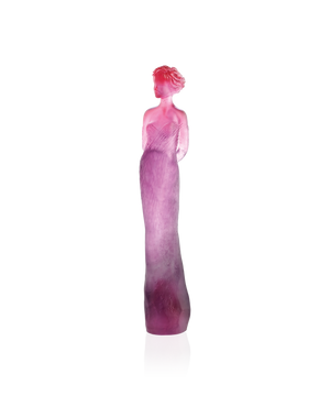 Verre en cristal Daum Margot rouge et violette de Jean-Philippe Richard, motif artistique, décor coloré et élégant.