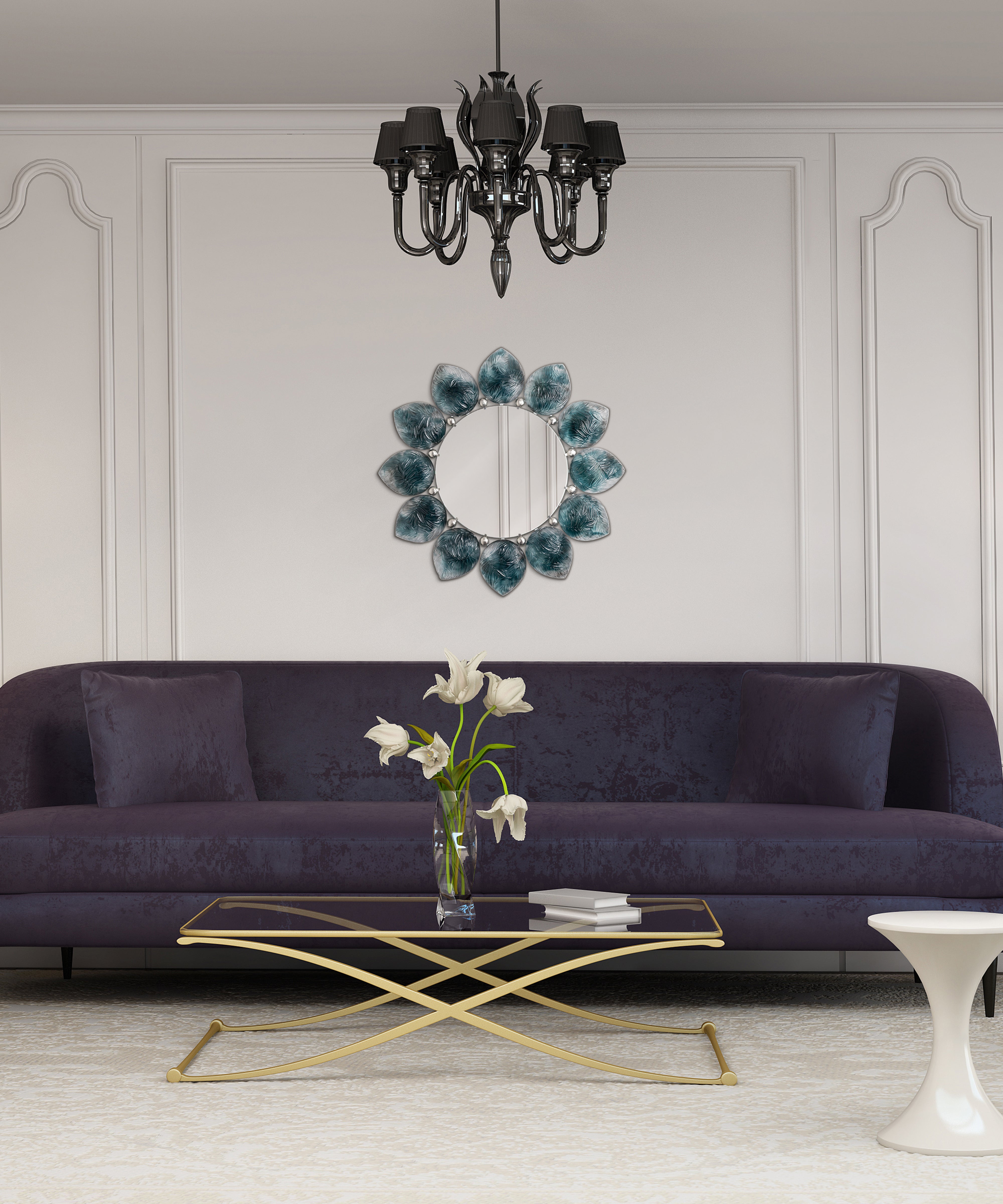 Mélodie Miroir Bleu-gris de Jacques Hurel 25ex - Daum