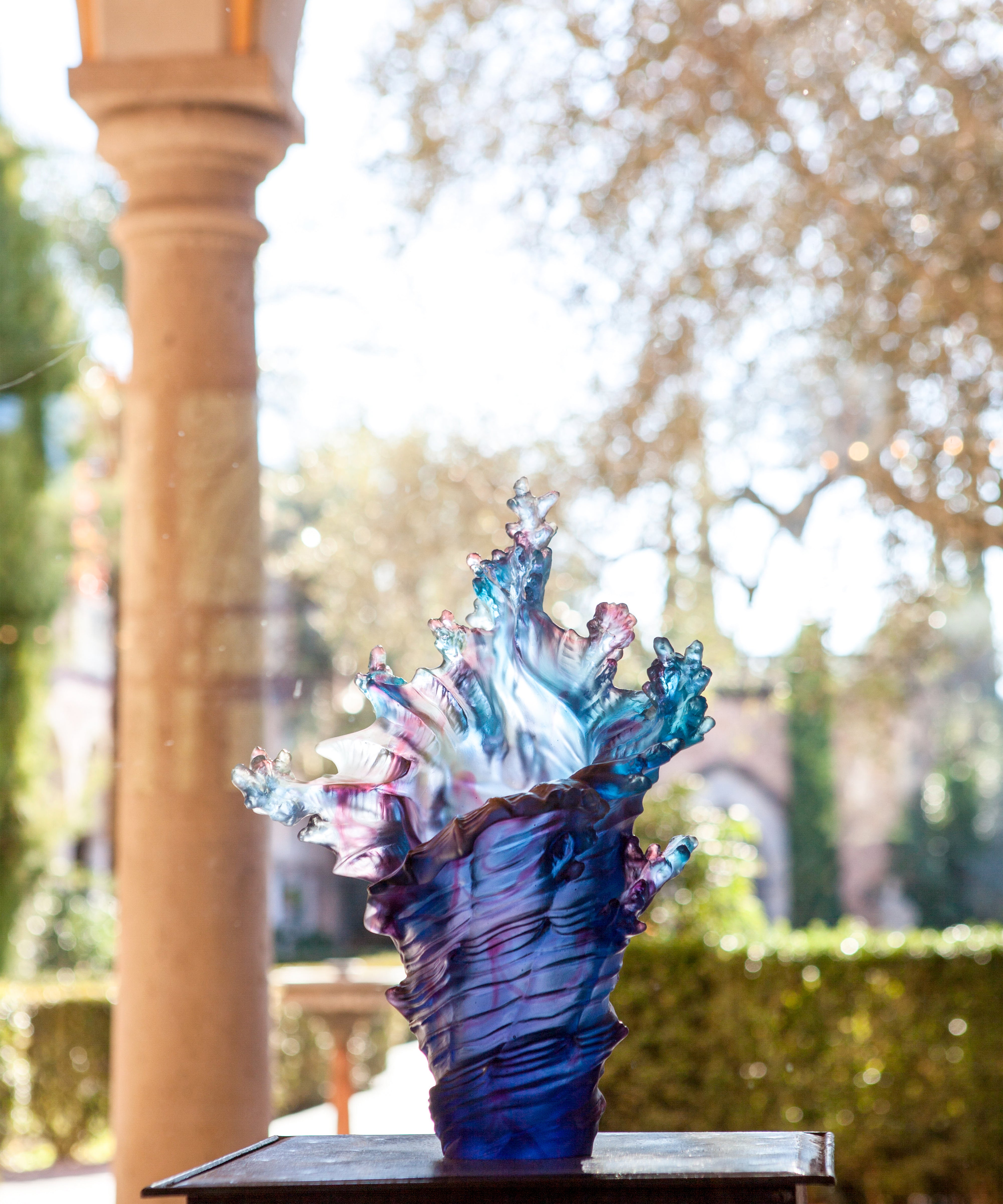 Mer de Corail Vase grand modèle Bleu et rouge - Daum