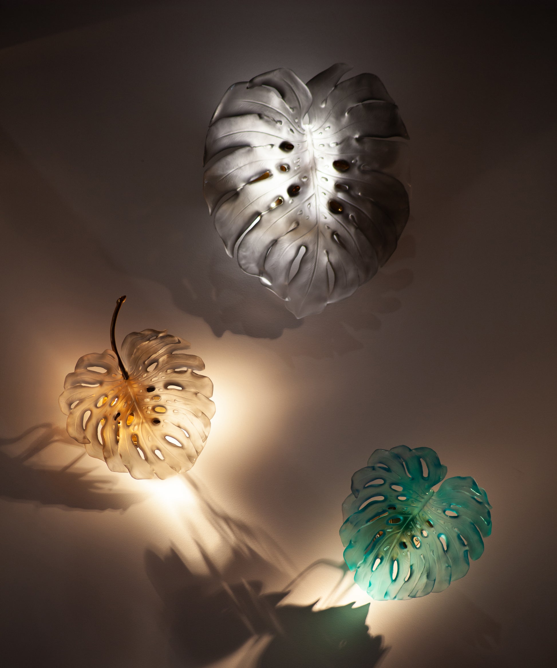 Monstera Applique grand modèle Grise de Emilio Robba - Daum