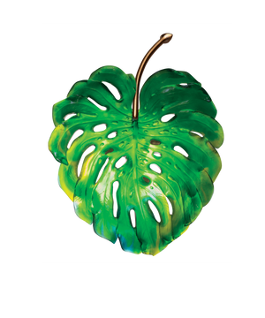 Applique petite Monstera verte de Emilio Robba en verre coloré, design artistique, fabriquée par Daum, pour décoration intérieure élégante.
