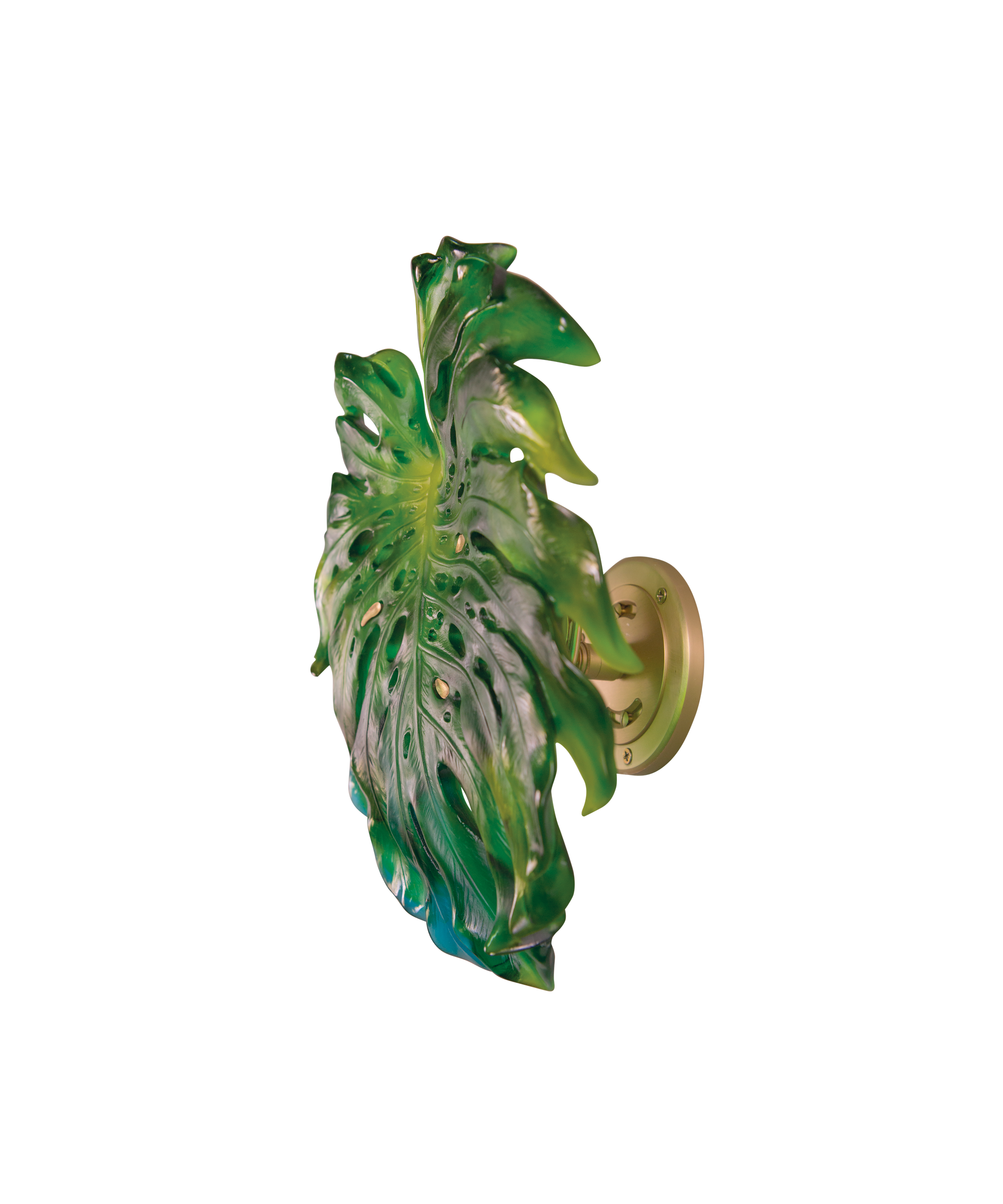 Feuille murale Monstera verte de petite taille, fixation longue, design Emilio Robba, décoration murale moderne en plastique durable.