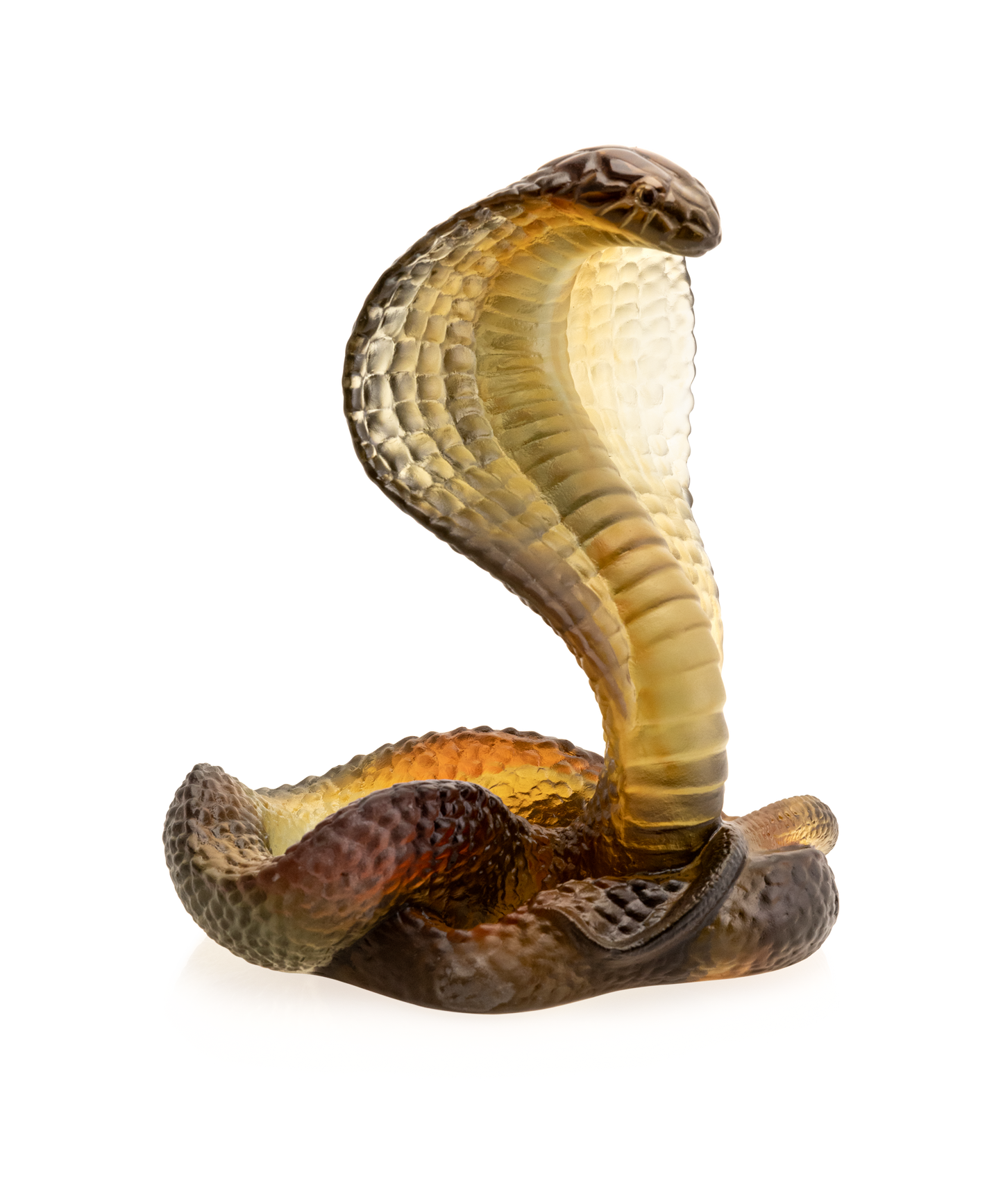 Vase en cristal Naja Ambre et Gris de Daum, design élégant et translucide avec motifs colorés.