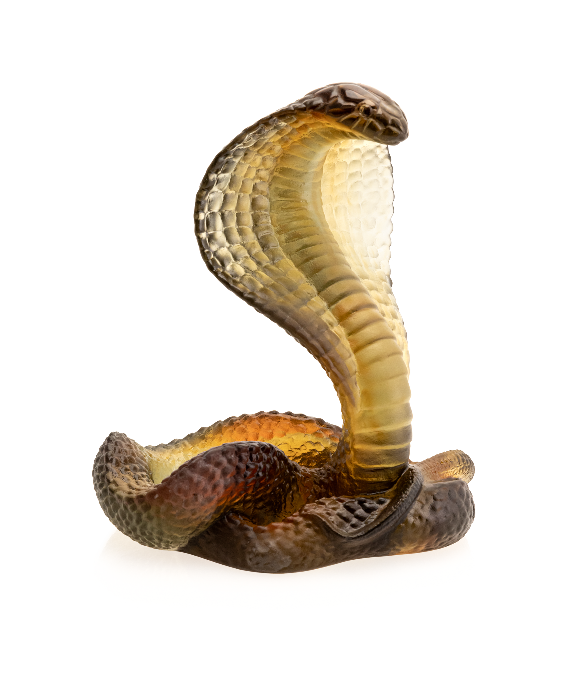 Vase en cristal Naja Ambre et Gris de Daum, design élégant et translucide avec motifs colorés.