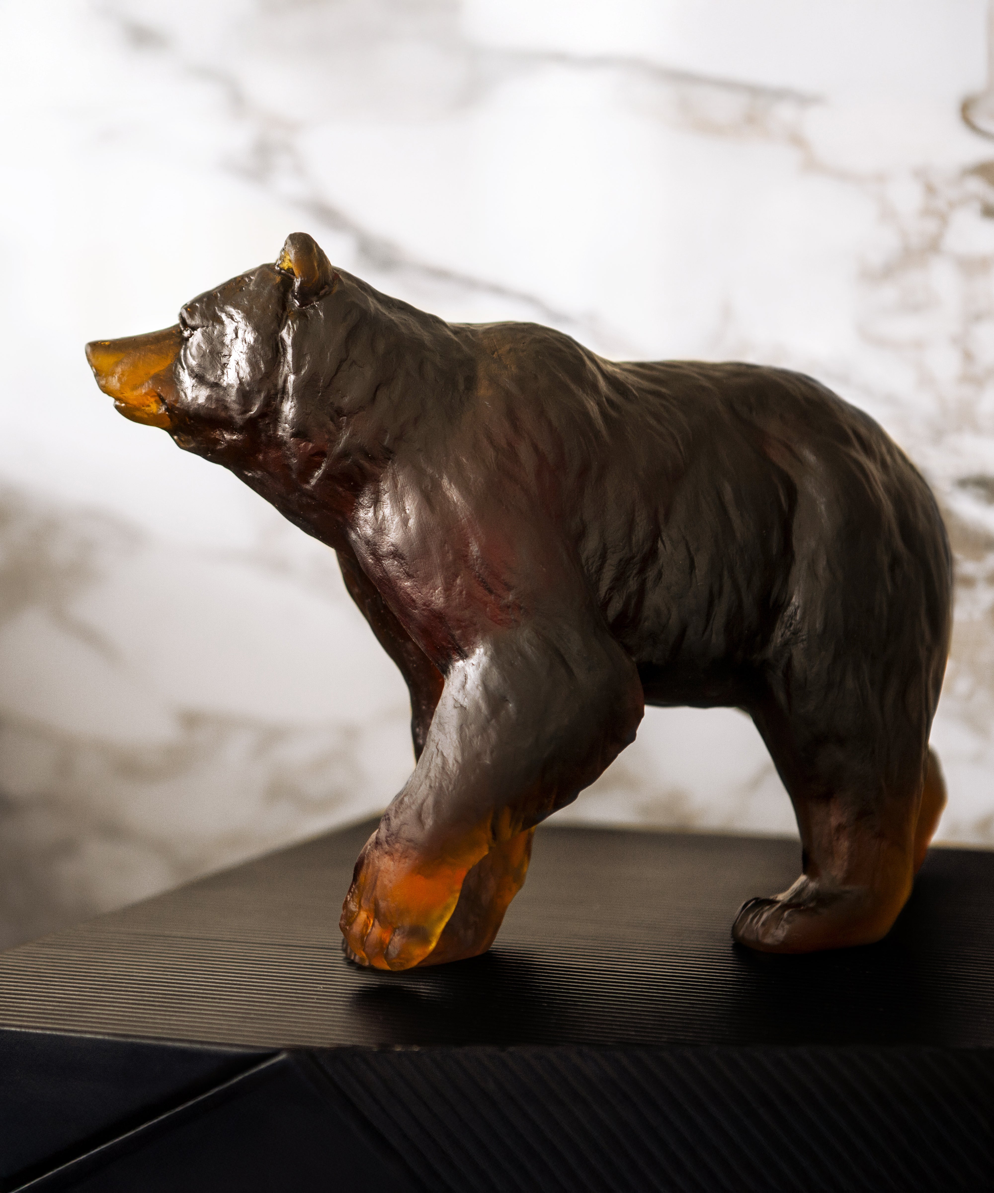 Sculpture d'Ours en cristal Daum | Art Naturel unique | Daum