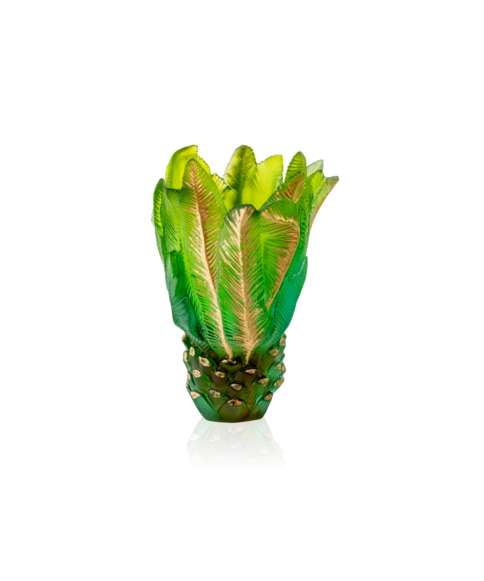 Vase moyen Palm Beach de Daum, modèle Emilio Robba 225ex, en verre coloré avec motif artistique élégant.