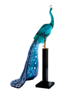 Paon tropical en verre de Madeleine Van der Knoop pour Daum, pièce décorative avec détails colorés, ensemble de 8 ex.