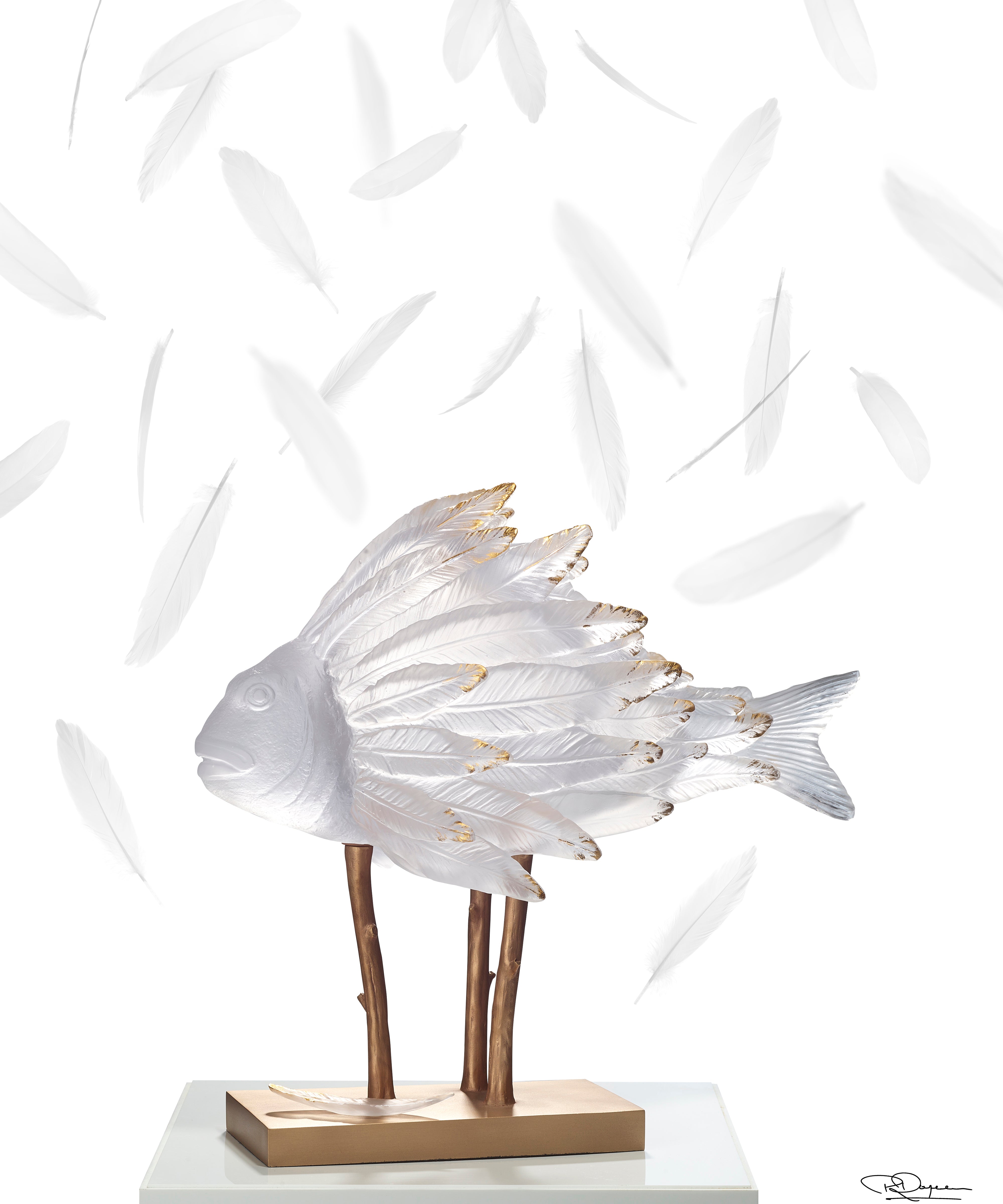 Punky Fish Blanc et or de Patrick Rougereau 25ex - Daum
