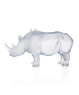 Rhinocéros blanc en verre de Jean-François Leroy, pièce de collection Daum, sculpté à la main, illustration de l'artiste français.