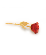 Rose éternelle rouge en verre de marque Daum, sculpture artistique avec détails délicats et finition brillante.