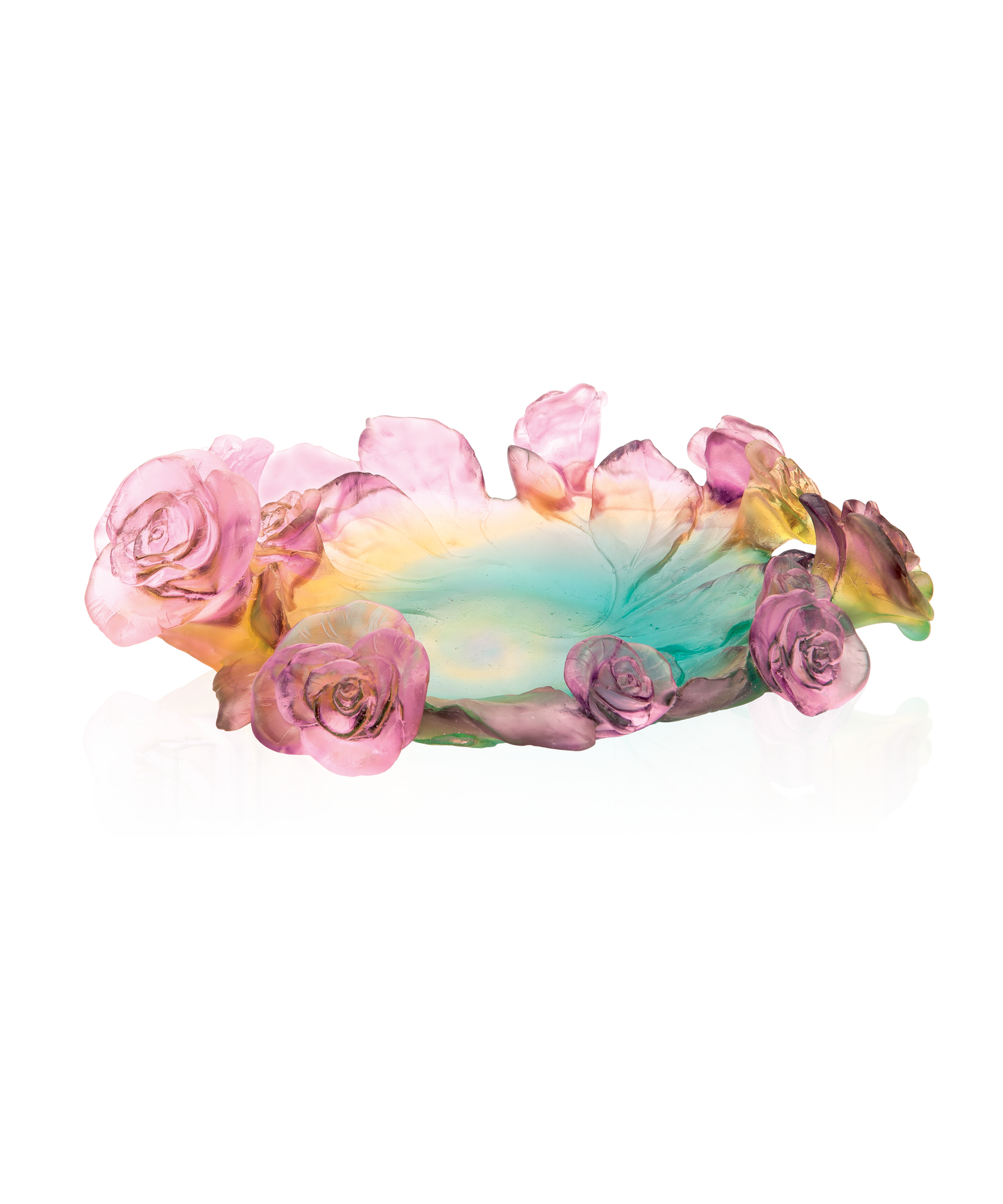 Rose Passion Coupe Verte et rose - Daum