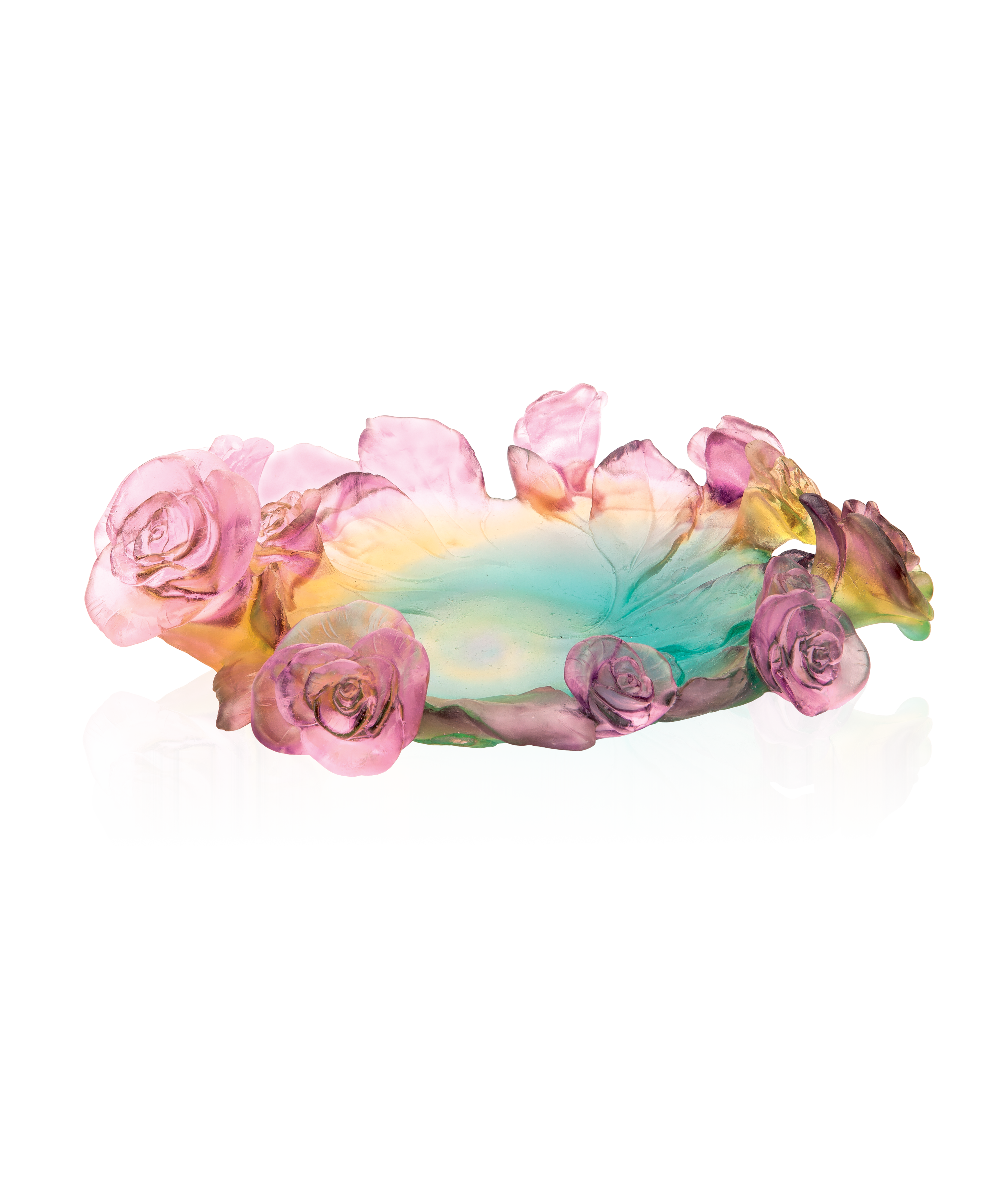 Rose Passion Coupe Verte et rose - Daum