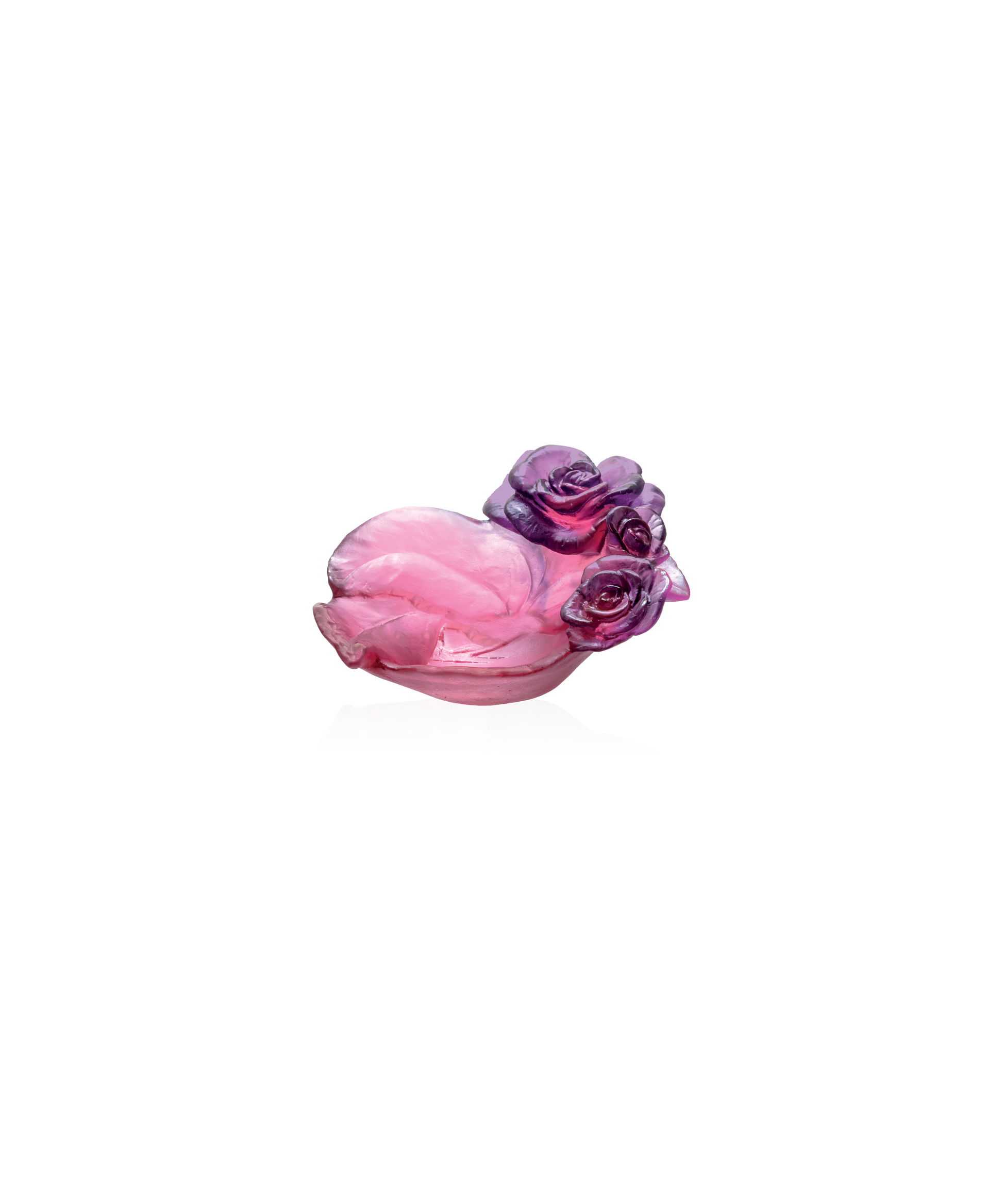 Coupelle Rose Passion de Daum, rouge et violette, en verre artistique avec motifs élégants.