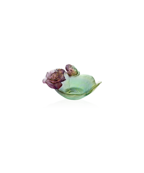Rose Passion Coupelle Verte et rose en cristal | Daum