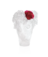 Rose Passion Vase Blanc, fleur rouge 500ex - Daum
