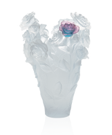 Rose Passion Vase magnum Blanc, fleur verte et rose 50ex - Daum