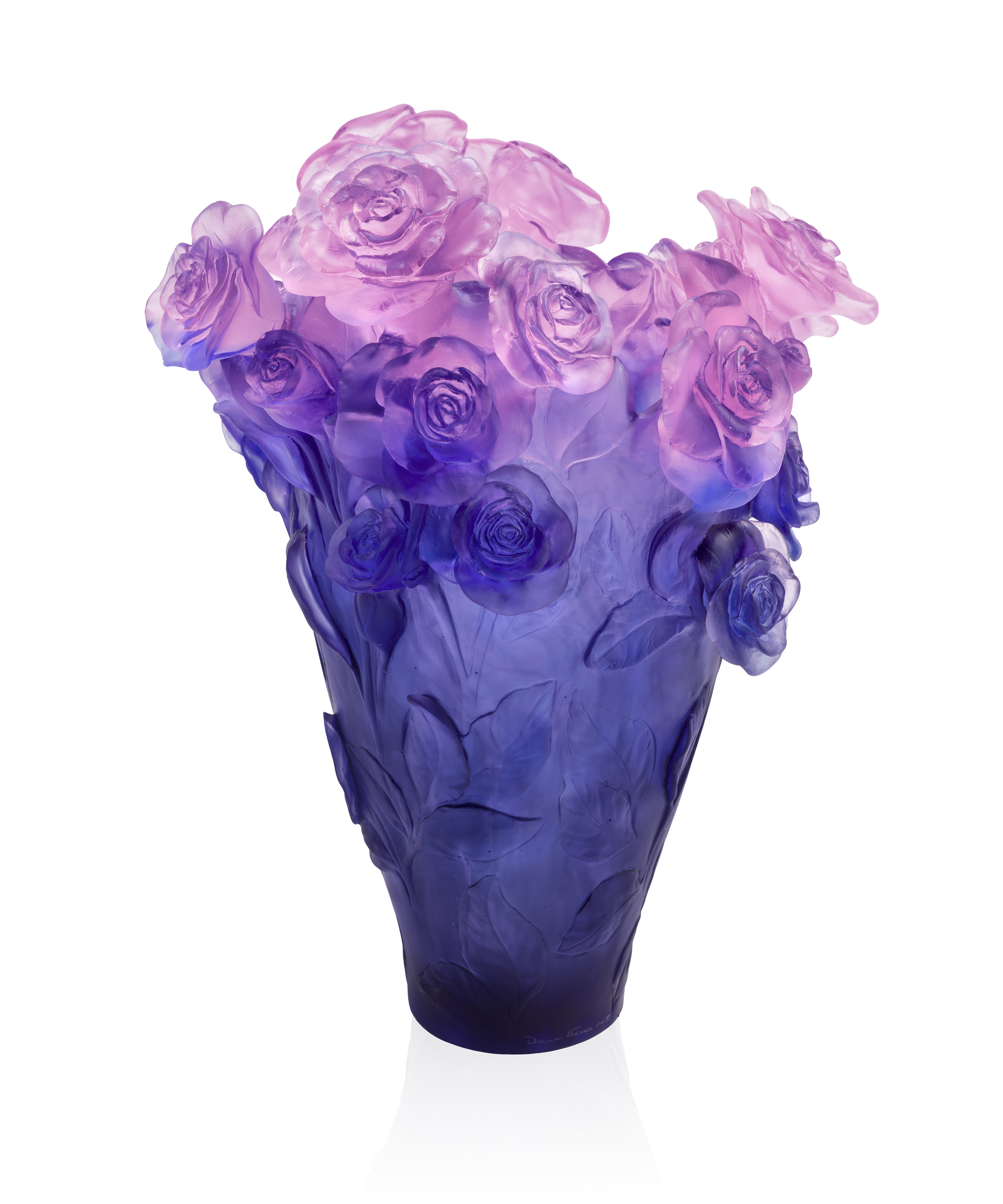 Rose Passion Vase magnum Bleu et rose 99ex - Daum