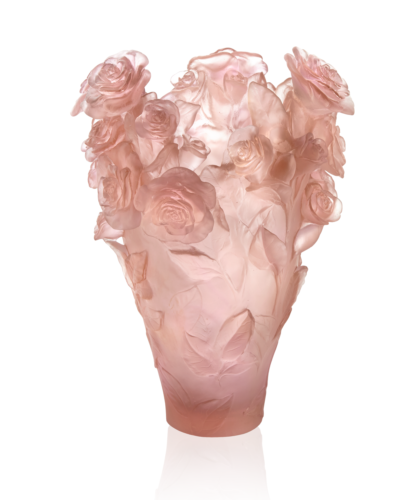 Vase Magnum Rose Passion de Daum, en verre soufflé avec décor en rose passion, finition élégante et artisanale.