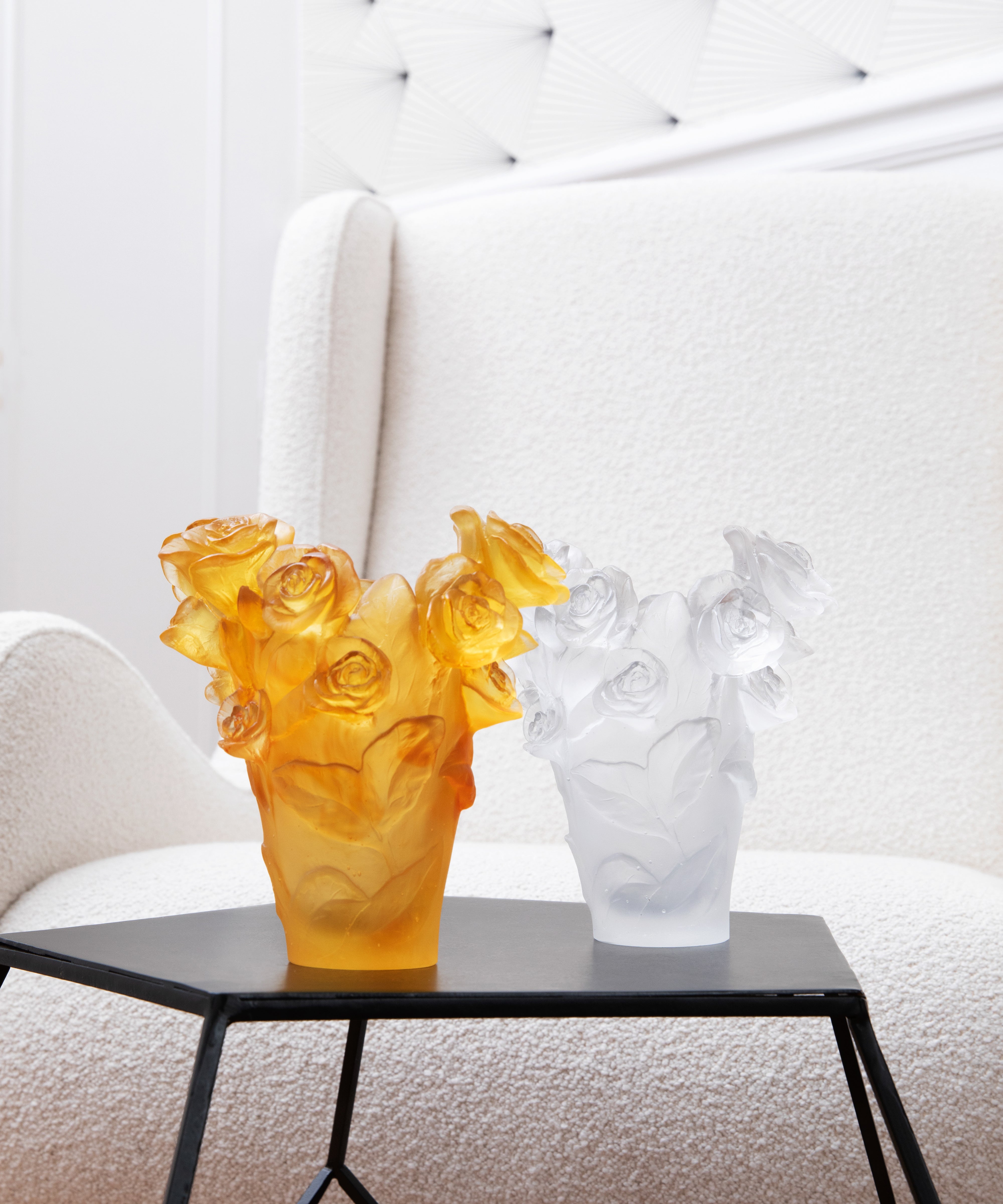 Rose Passion Vase petit modèle Jaune - Daum