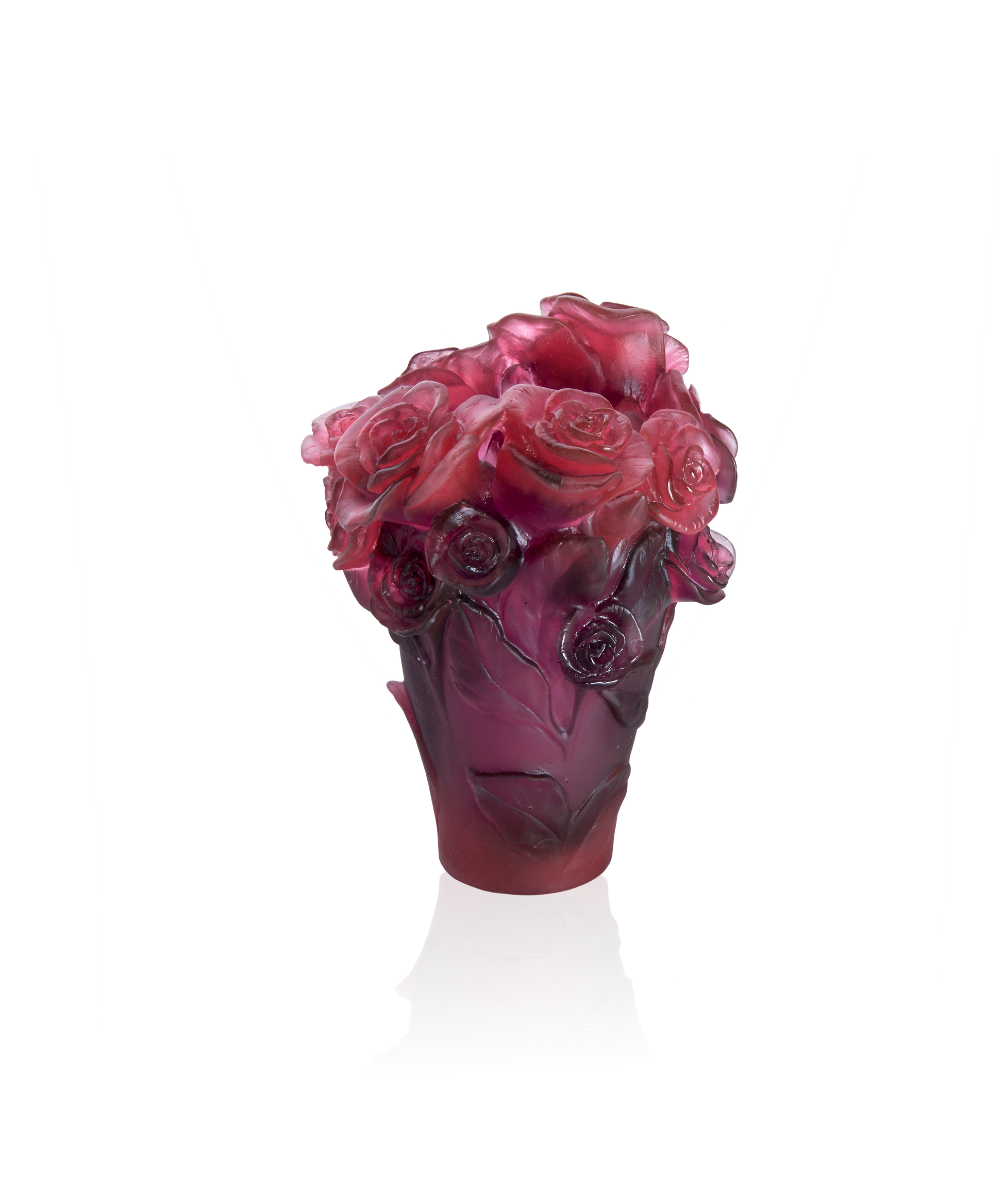 Rose Passion Vase petit modèle Rouge et violet - Daum