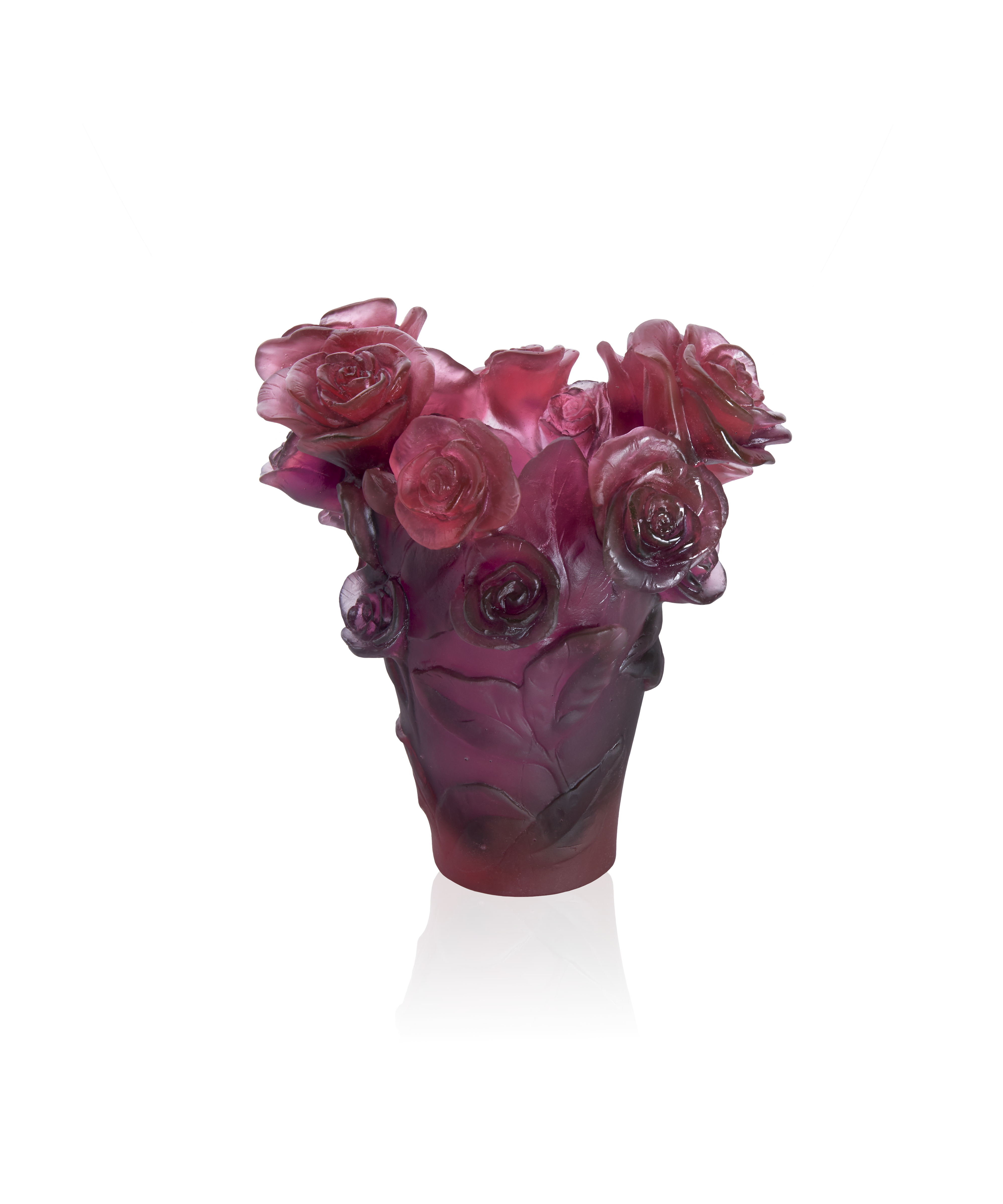 Rose Passion Vase petit modèle Rouge et violet - Daum