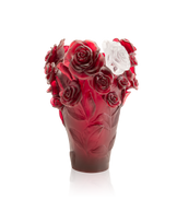 Rose Passion Vase Rouge, fleur blanche 375ex - Daum