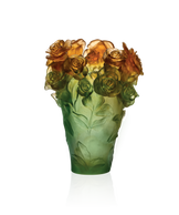 Rose Passion Vase Vert et orange - Daum