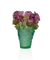 Rose Passion Vase Vert et rose - Daum