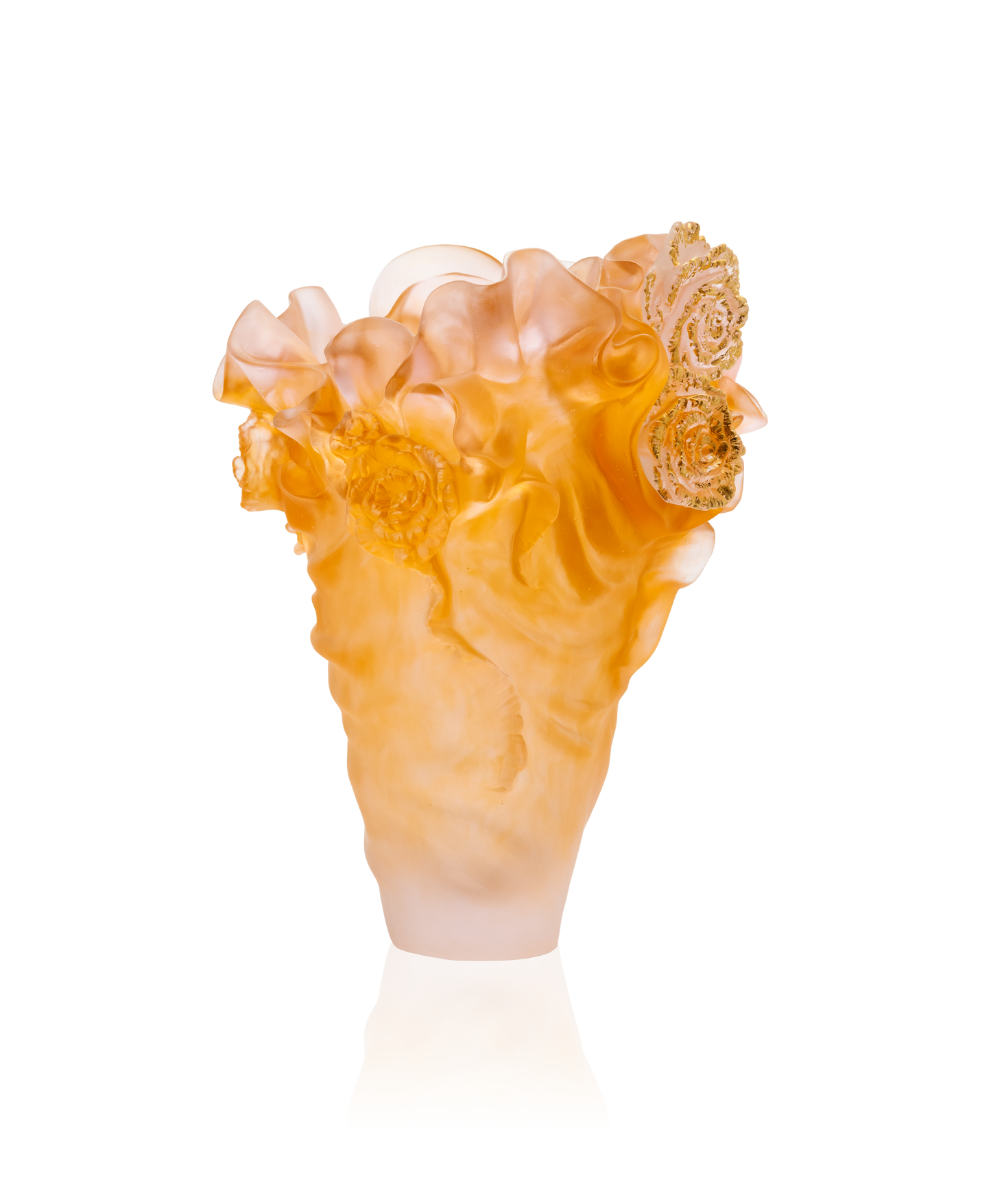 Vase Rose Royale grand modèle 125ex en verre de marque Daum, avec finition élégante et design sophistiqué.