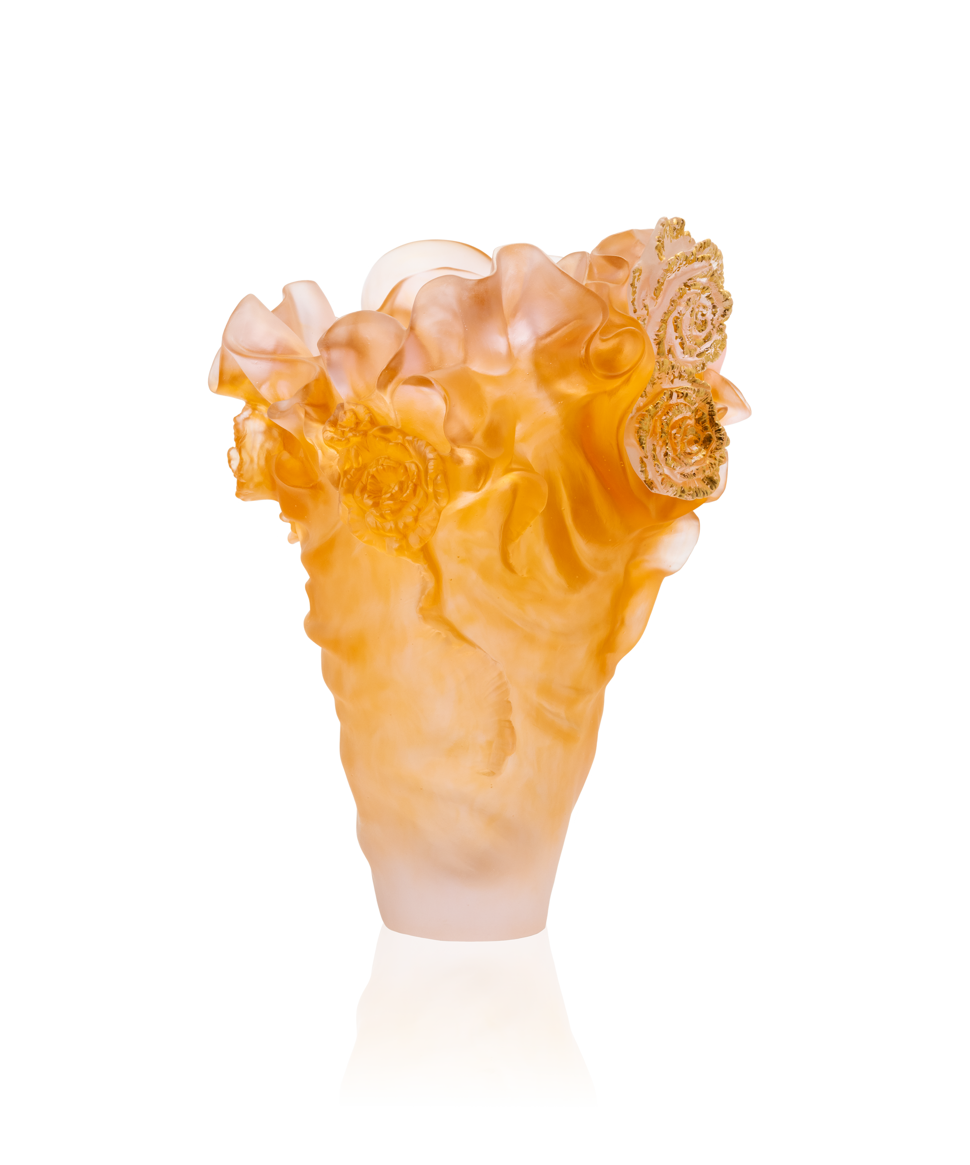 Vase Rose Royale grand modèle 125ex en verre de marque Daum, avec finition élégante et design sophistiqué.
