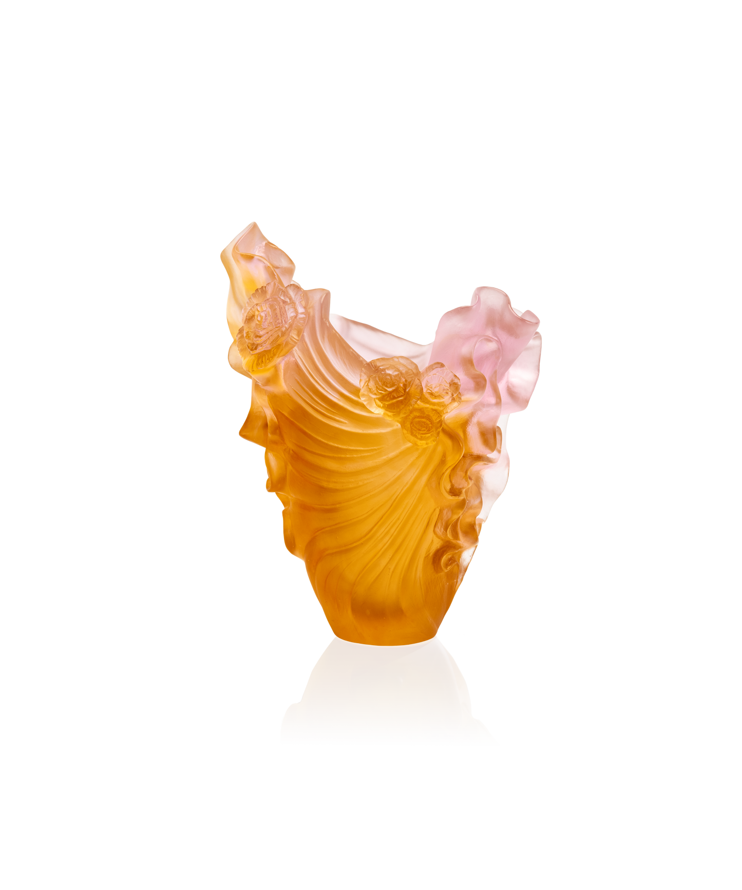 Vase moyen Rose Royale de Daum avec finition en verre coloré et design élégant, modèle 225ex, posé sur une surface.
