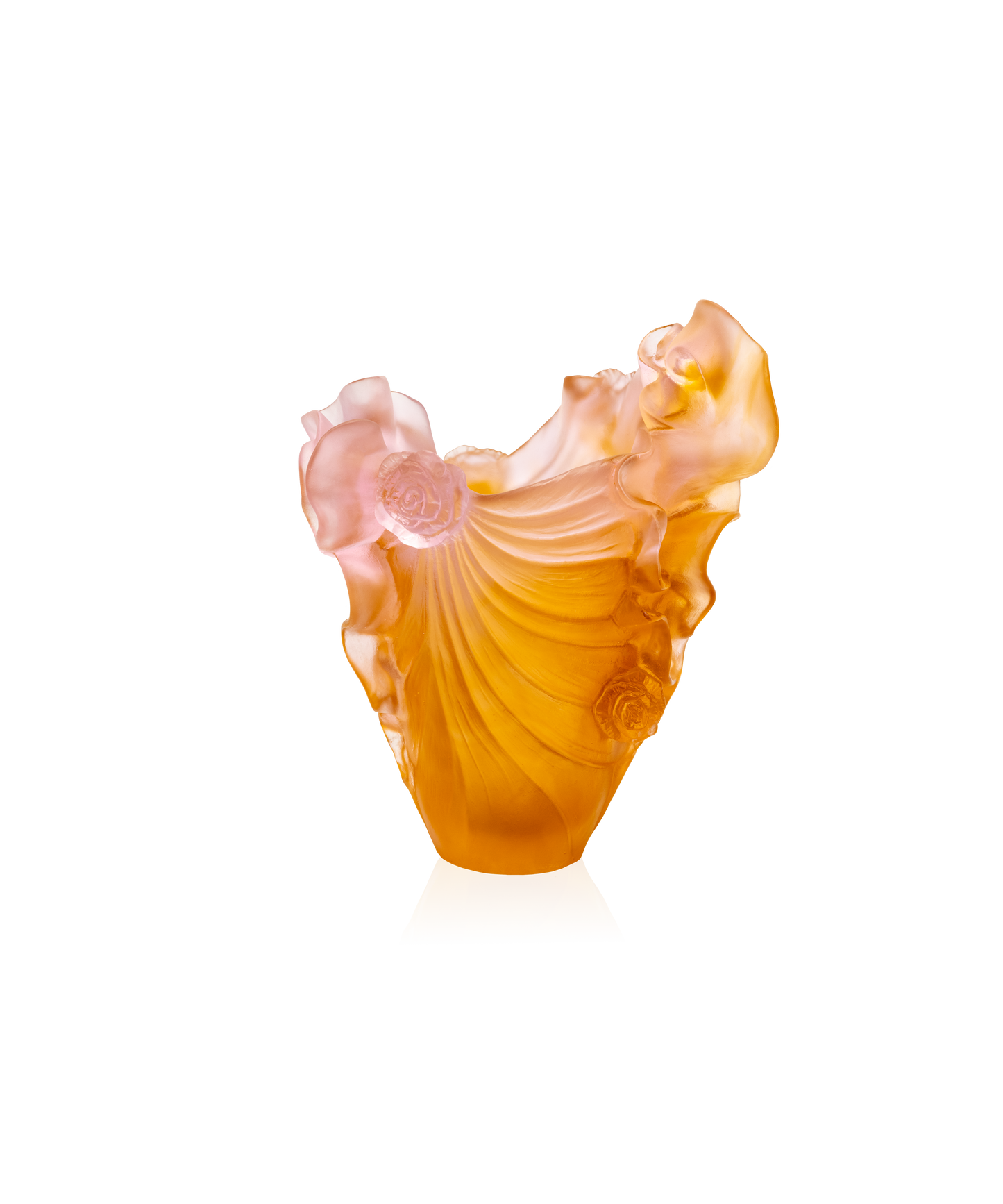 Vase moyen Rose Royale de Daum avec finition en verre coloré, modèle 225ex, décor élégant et artistique.