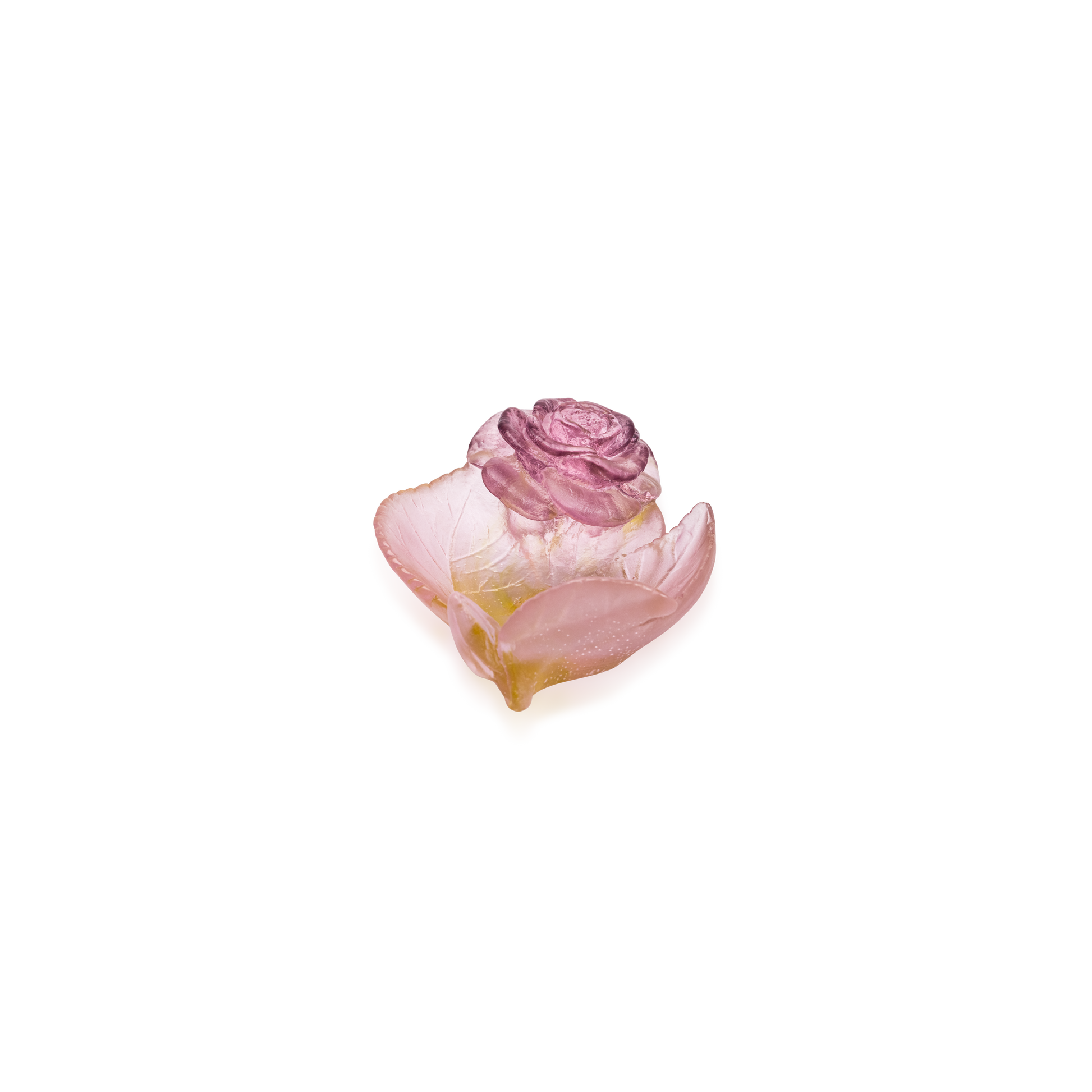 Mini coupelle en verre avec roses dorées, design élégant de la marque Daum, visible avec détails floraux délicats.