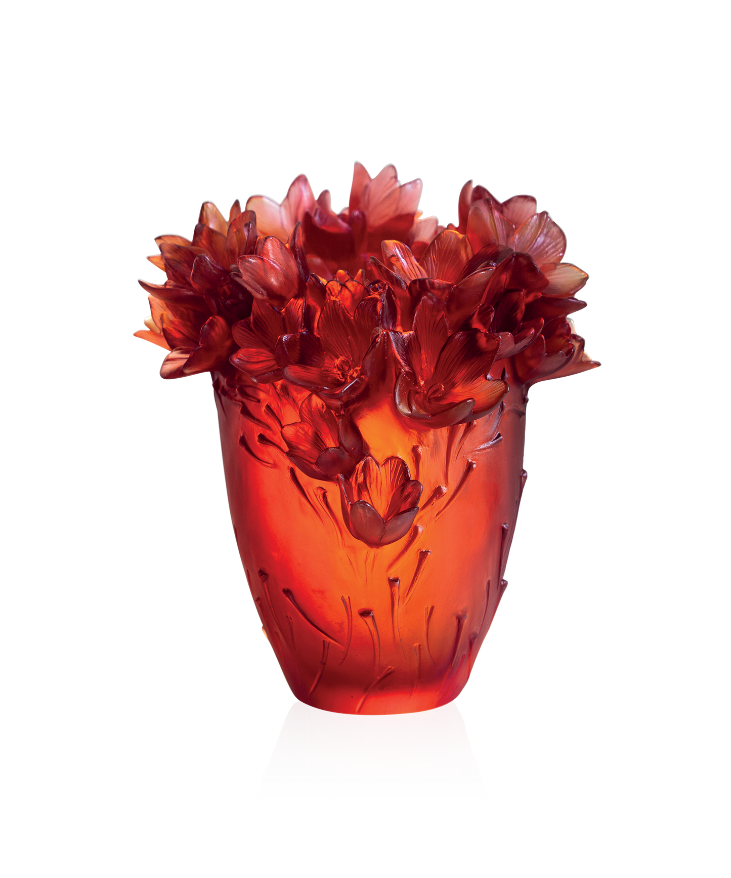 Vase Safran grand modèle de la marque Daum, en verre coloré avec un design élégant et artisanal.