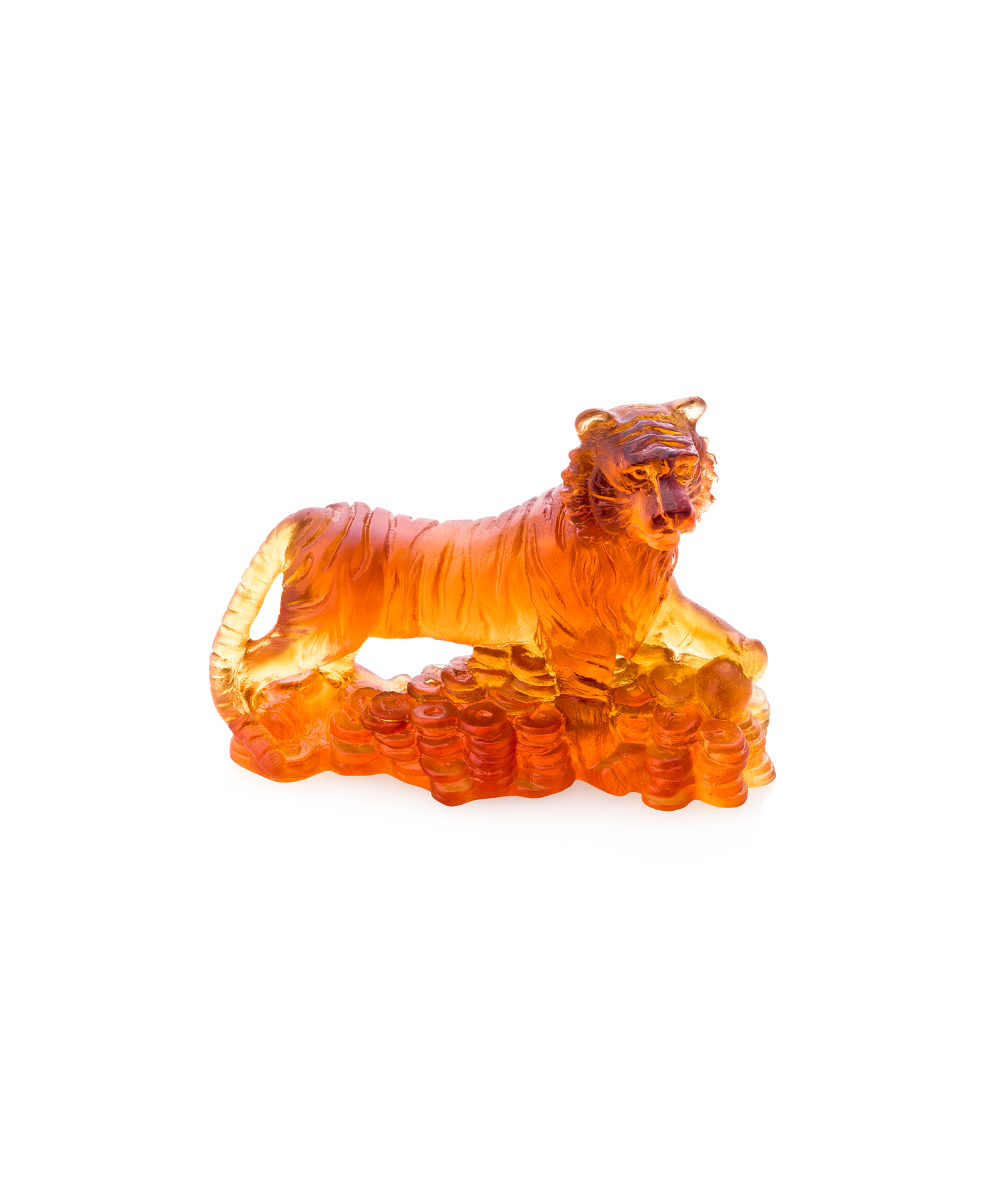 Tigre horoscope de Daum, sculpture en verre représentant un tigre stylisé avec motifs artistiques.