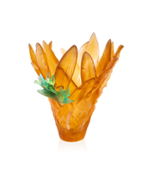 Vase grand modèle Tressage Paradis de Daum avec motif en verre soufflé et tressage artistique, élégant et décoratif.