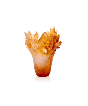 Vase moyen Tressage Paradis de la marque Daum avec motif en verre coloré et texture tressée visible.