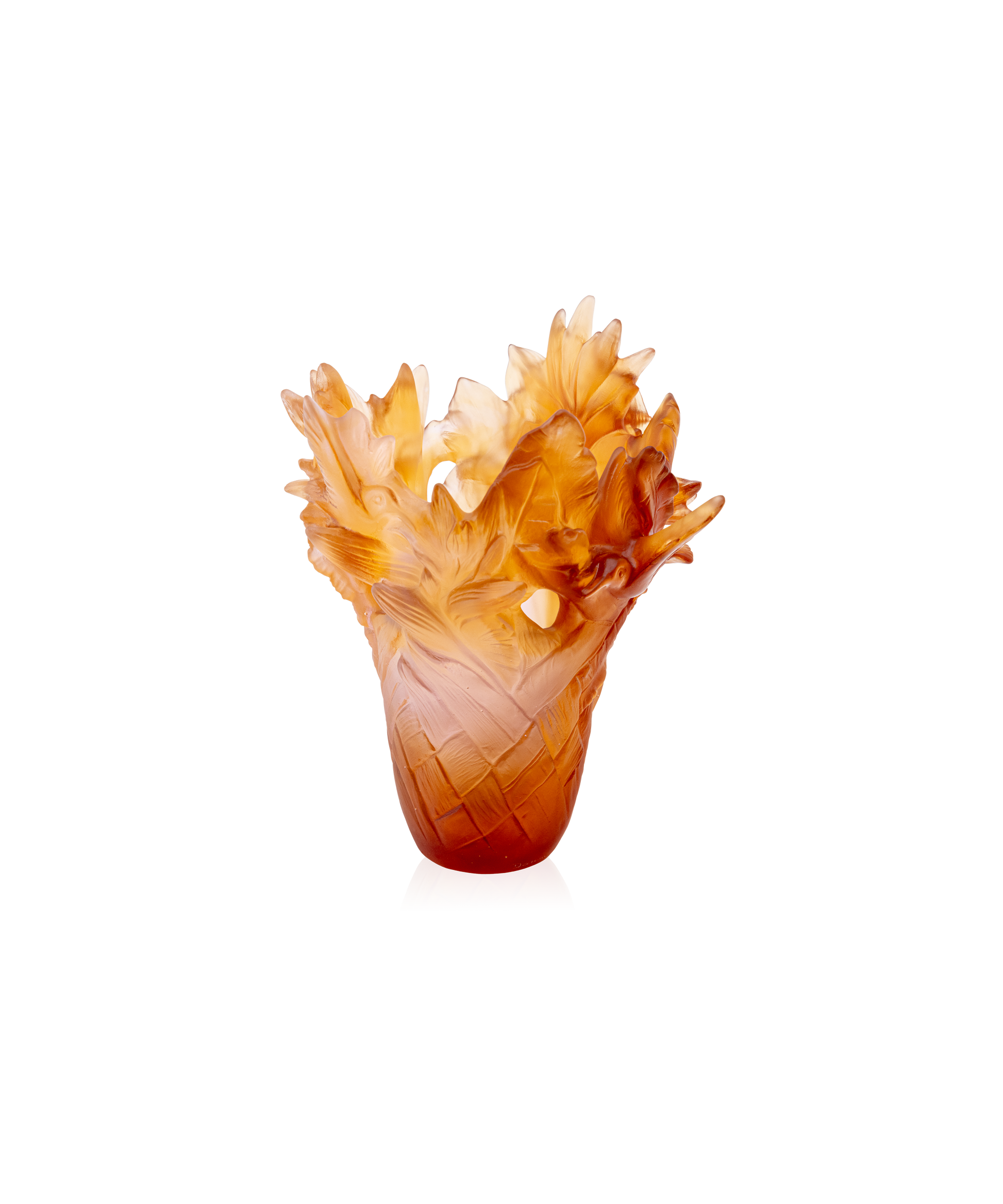 Vase moyen Tressage Paradis de Daum en verre coloré avec motif tressé élégant et design artistique.
