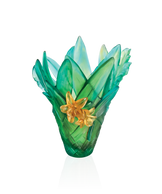 Vase grand modèle avec tressage en verre Daum, design élégant et artisanal, visible dans l’image.