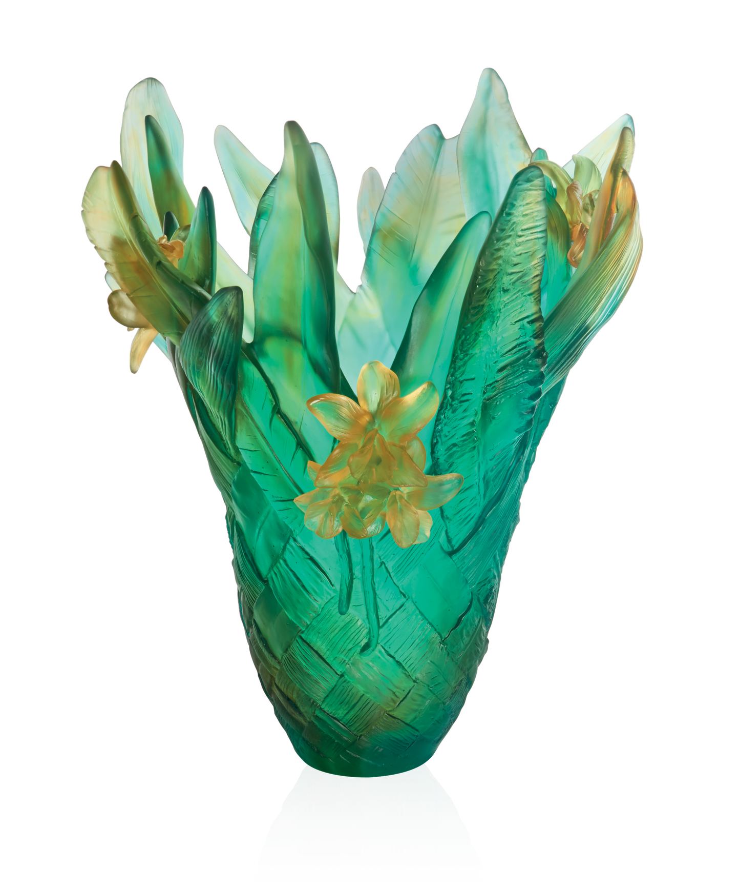 Vase magnum en verre tressé de la marque Daum, avec une finition élégante et une texture artistique visible dans l'image
