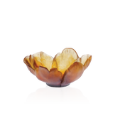 Tulipe en verre ambré de la marque Daum, forme de coupelle élégante avec finition brillante, vue de face.