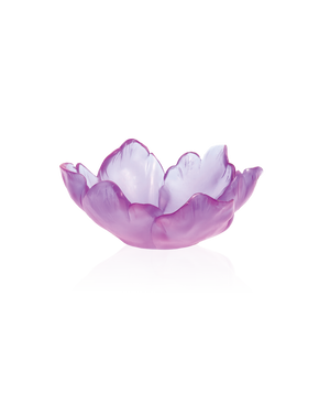 Tulipe coupelle en verre ultraviolet de la marque Daum, finition élégante et transparente pour décoration raffinée.