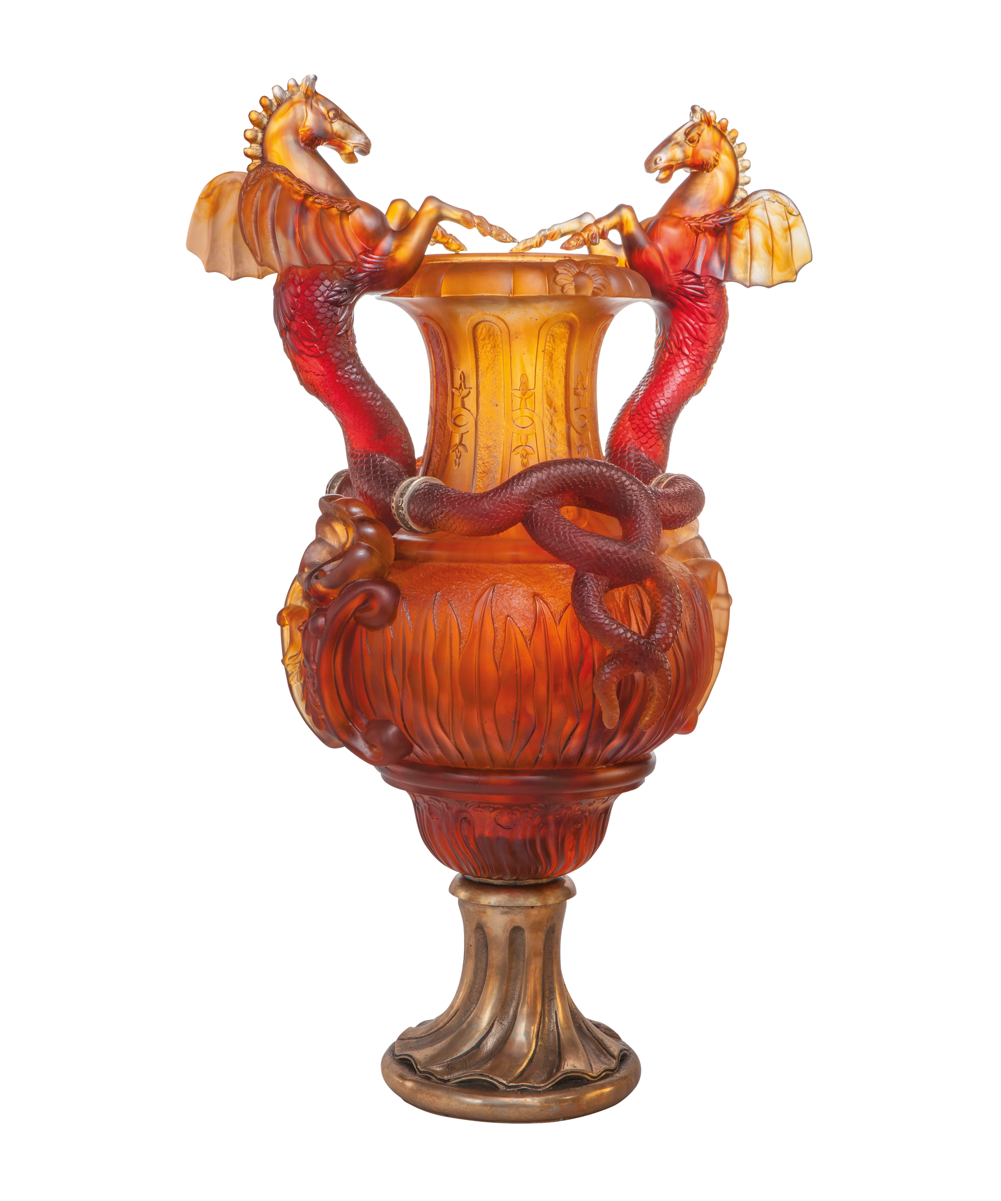 Vase chevaux ailés Ambre 50ex - Daum