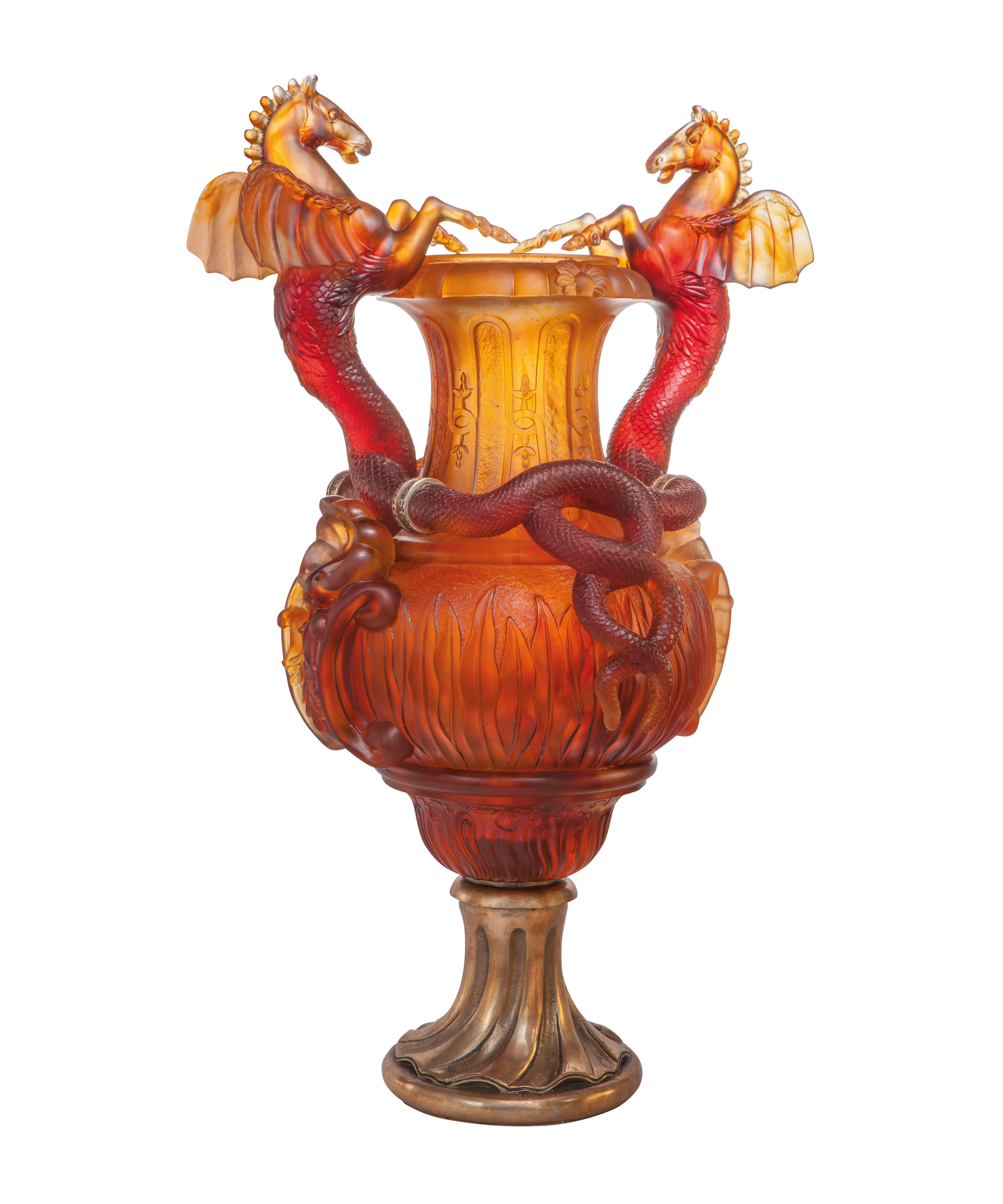 Vase chevaux ailés Ambre 50ex - Daum