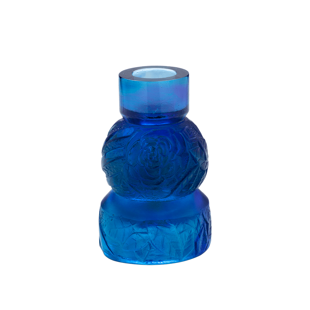 Bougeoir Bleu Empreinte cristal - Daum