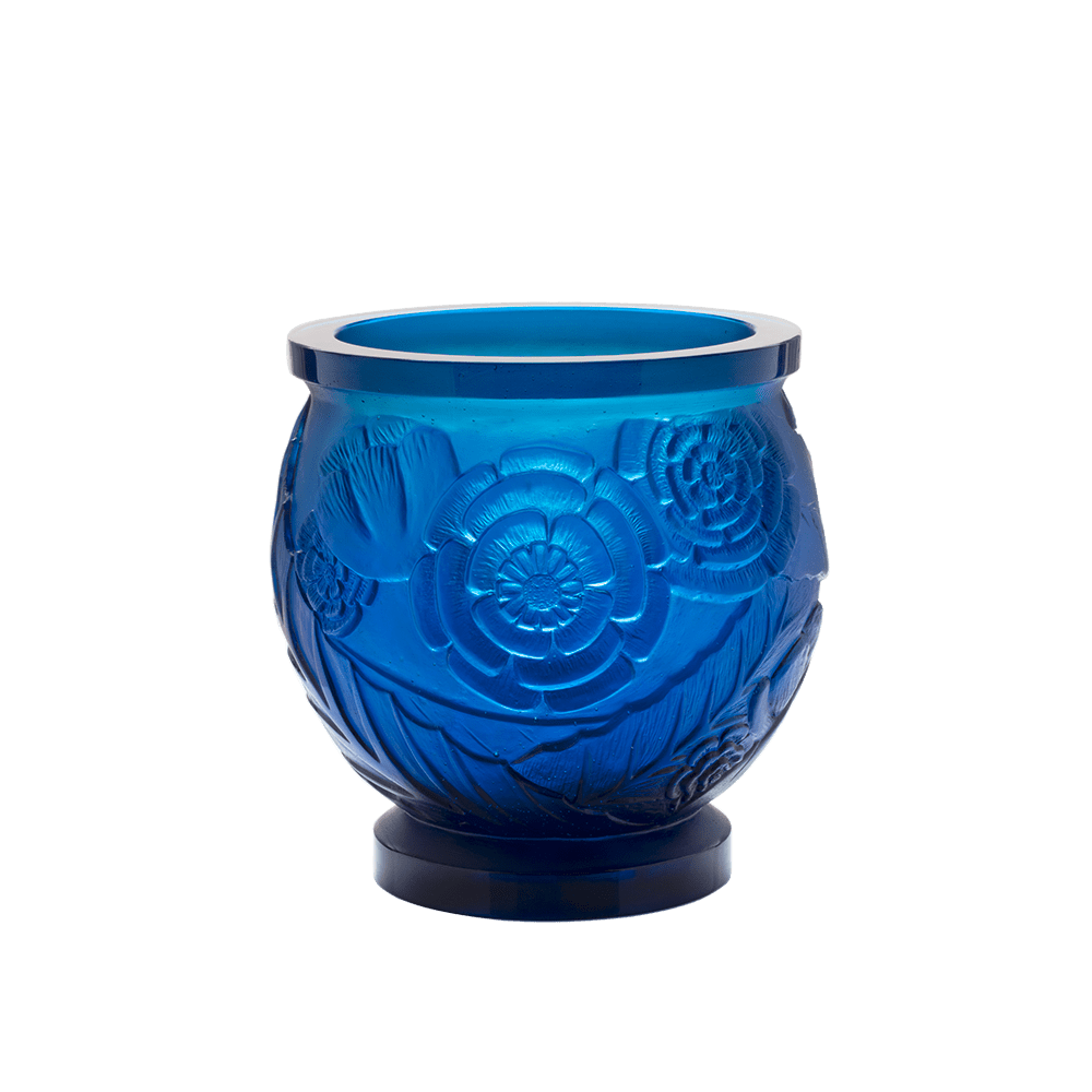 Vase Moyen Modèle Bleu Empreinte cristal Daum